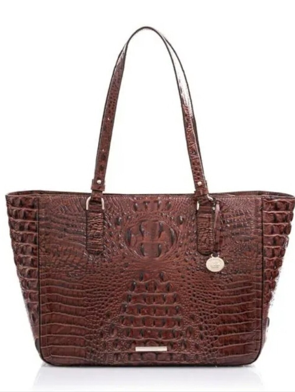 🤎▪️Brahmin ▪️Ashlee  Pecan Croc Embossed Melbourne Genuine Leather Tote Bag